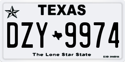 TX license plate DZY9974