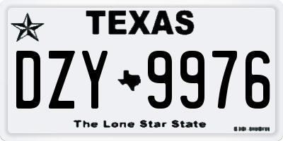 TX license plate DZY9976