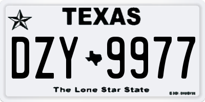 TX license plate DZY9977