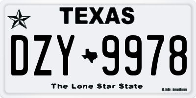 TX license plate DZY9978