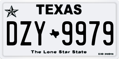 TX license plate DZY9979