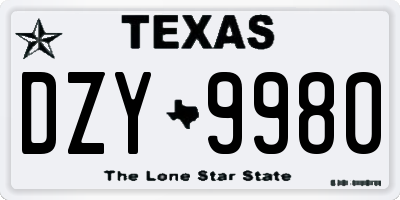 TX license plate DZY9980