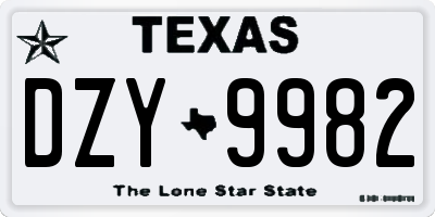 TX license plate DZY9982