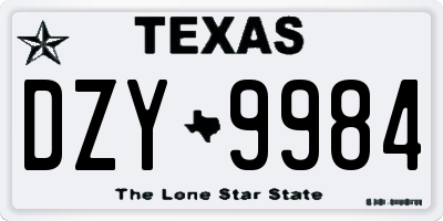 TX license plate DZY9984