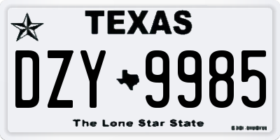 TX license plate DZY9985