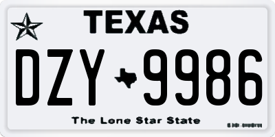 TX license plate DZY9986