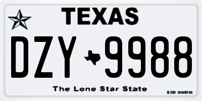 TX license plate DZY9988