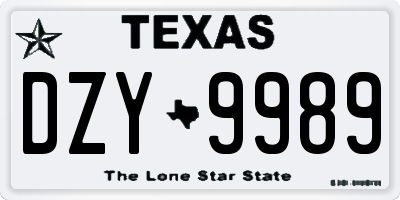 TX license plate DZY9989