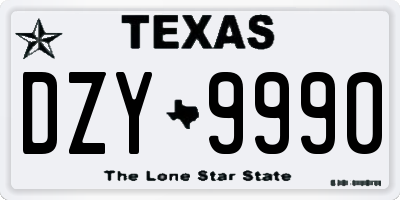 TX license plate DZY9990