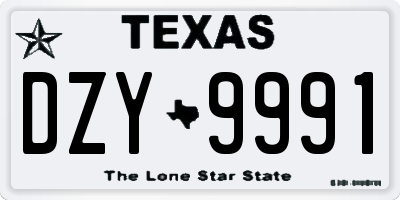 TX license plate DZY9991