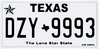 TX license plate DZY9993