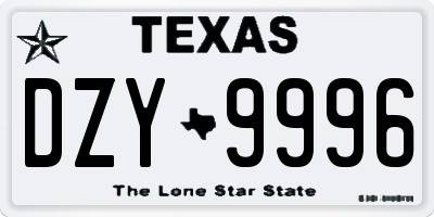 TX license plate DZY9996