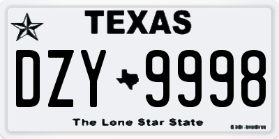 TX license plate DZY9998