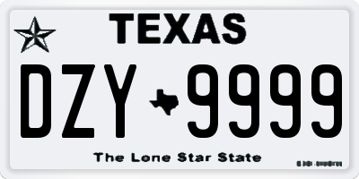 TX license plate DZY9999