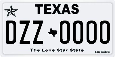 TX license plate DZZ0000