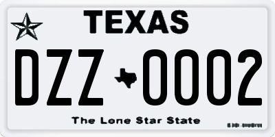 TX license plate DZZ0002