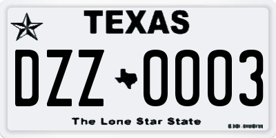 TX license plate DZZ0003