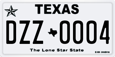 TX license plate DZZ0004