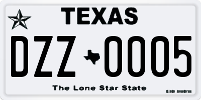 TX license plate DZZ0005