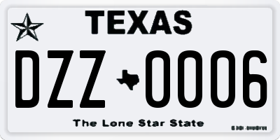 TX license plate DZZ0006