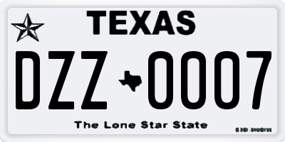 TX license plate DZZ0007