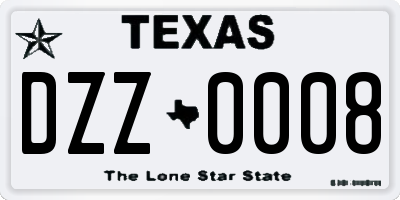 TX license plate DZZ0008