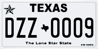 TX license plate DZZ0009