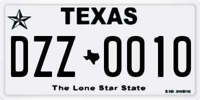 TX license plate DZZ0010