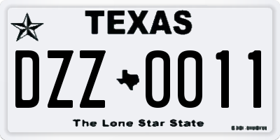 TX license plate DZZ0011