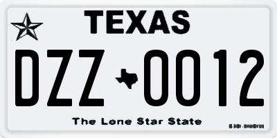 TX license plate DZZ0012