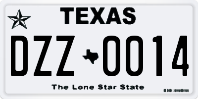 TX license plate DZZ0014