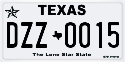 TX license plate DZZ0015