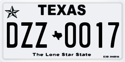 TX license plate DZZ0017