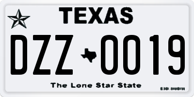 TX license plate DZZ0019