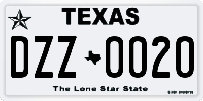 TX license plate DZZ0020