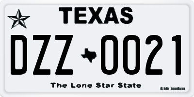 TX license plate DZZ0021