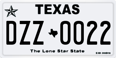 TX license plate DZZ0022