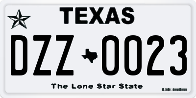 TX license plate DZZ0023