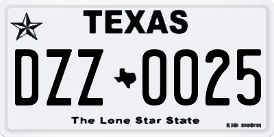 TX license plate DZZ0025