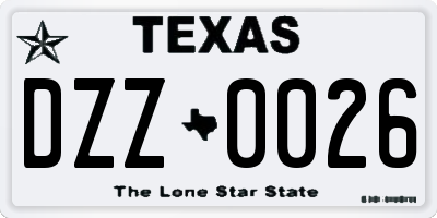 TX license plate DZZ0026