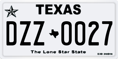 TX license plate DZZ0027