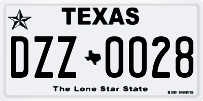 TX license plate DZZ0028