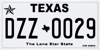 TX license plate DZZ0029