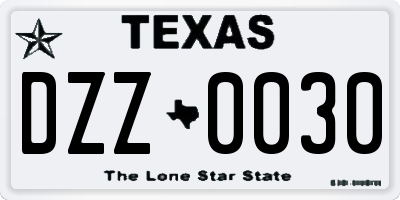 TX license plate DZZ0030