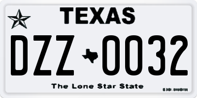 TX license plate DZZ0032