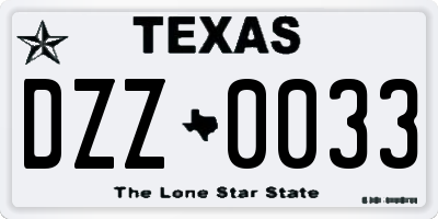 TX license plate DZZ0033