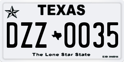 TX license plate DZZ0035