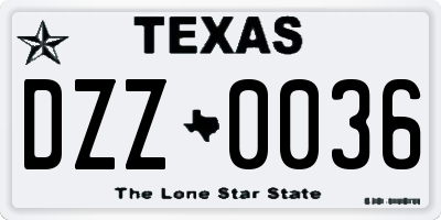 TX license plate DZZ0036