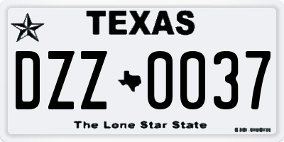 TX license plate DZZ0037