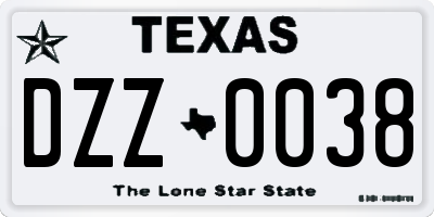 TX license plate DZZ0038